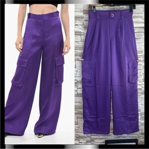 TULLEA  PALAZZO FIT Large PURPLE CARGO PANTS